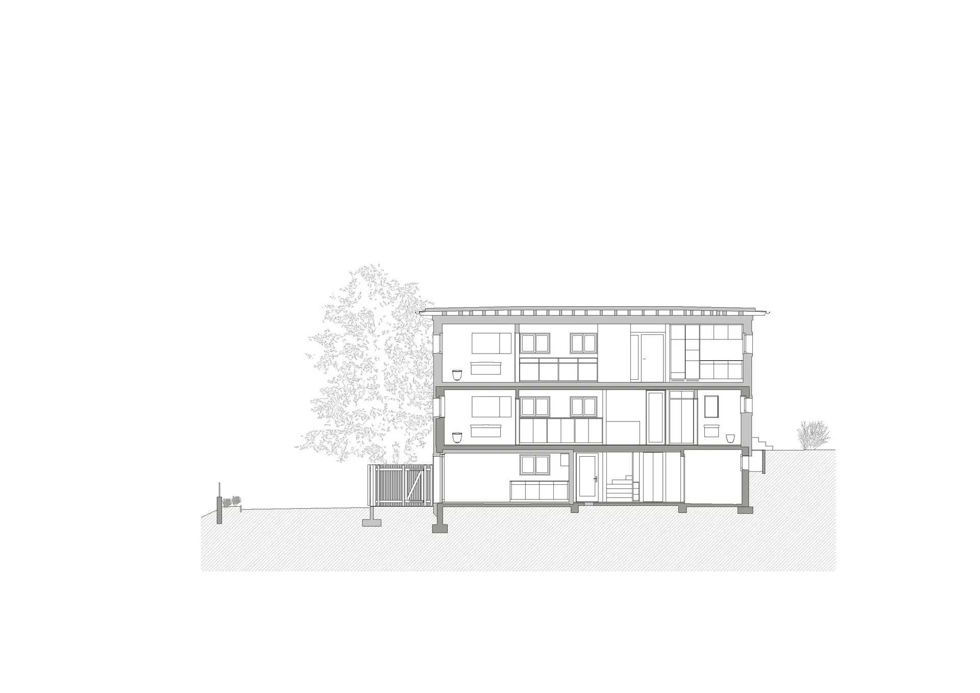 25_Umbau und Aufstockung_Wohnhaus Pfaffengasse Igis_Schnitt B